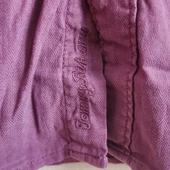 Tommy Bahama Shirt Mens 2XL Purple Button Up Palm Lined Cuffs Herringbone Casual - Picture 7 of 13